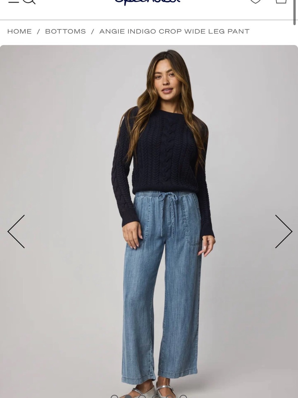 Splendid Angie Indigo Crop Wide Leg Pant - Light Denim Blue